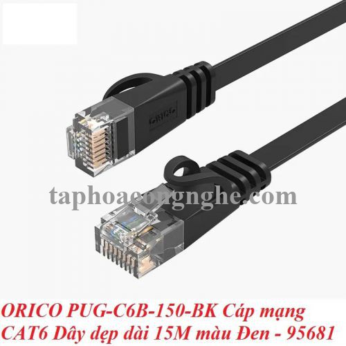 Orico 95681 PUG-C6B-150-BK CAT6 Dây dẹp 15M màu Đen Cáp mạng 30095681